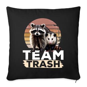 Funny Opossum and Raccoon - Sofa pillowcase 17,3'' x 17,3'' (45 x 45 cm) - black - Front