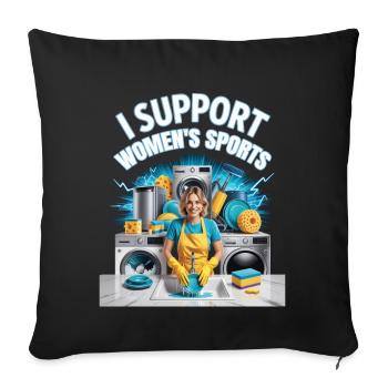 Je soutiens le bootleg inportable du sport féminin - Housse de coussin décorative 45 x 45 cm - noir - Devant
