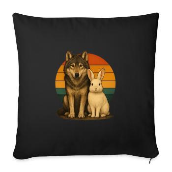 Wolf Rabbit Retro Animal Lovers - Sofa pillowcase 17,3'' x 17,3'' (45 x 45 cm) - black - Front