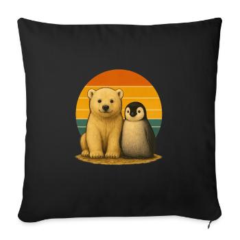 Polar Bear Penguin Retro Animal Lovers - Sofa pillowcase 17,3'' x 17,3'' (45 x 45 cm) - black - Front