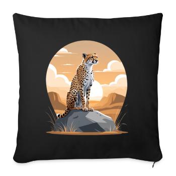 Guépard au coucher de soleil du désert - Housse de coussin décorative 45 x 45 cm - noir - Devant