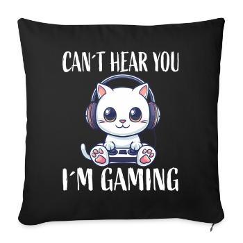 Gaming cat with headphones - Sofa pillowcase 17,3'' x 17,3'' (45 x 45 cm) - black - Front