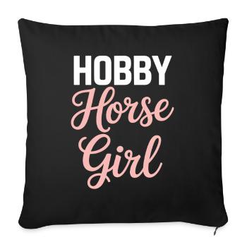 Cavalier de loisir Cheval de loisir Fille cheval - Housse de coussin décorative 45 x 45 cm - noir - Devant