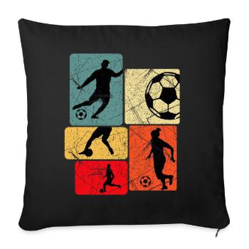 Retro Silhouette Fußball Muster - Sofakissenbezug 45 x 45 cm - Schwarz - Vorne