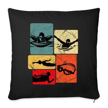 Motif de silhouettes de chars vintage - Housse de coussin décorative 45 x 45 cm - noir - Devant