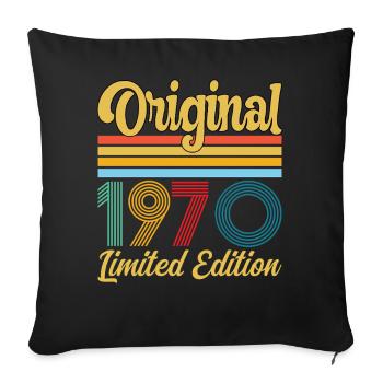 Anniversaire 1970 Original Vintage Rétro Cadeau - Housse de coussin décorative 45 x 45 cm - noir - Devant