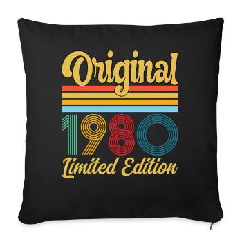 Anniversaire 1980 Original Vintage Rétro Cadeau - Housse de coussin décorative 45 x 45 cm - noir - Devant