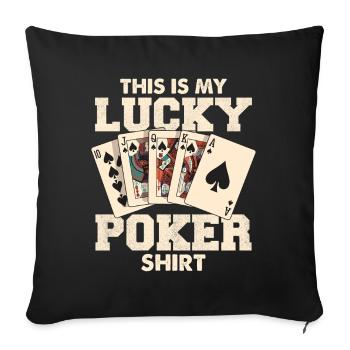 Chemise de cartes de poker porte-bonheur - Housse de coussin décorative 45 x 45 cm - noir - Devant