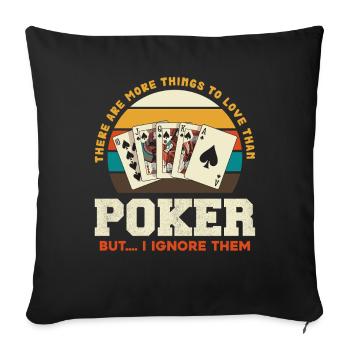 Coucher de jeu de poker rétro - Housse de coussin décorative 45 x 45 cm - noir - Devant