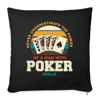 Pouvoir du poker : Homme aux compétences en poker - Housse de coussin décorative 45 x 45 cm - noir - Devant