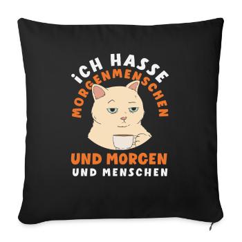 I Hate Morning People Coffee Cat - Sofa pillowcase 17,3'' x 17,3'' (45 x 45 cm) - black - Front