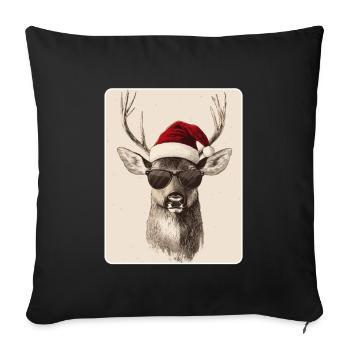 Cerfs de renne bois de rene Noël Vintage - Housse de coussin décorative 45 x 45 cm - noir - Devant