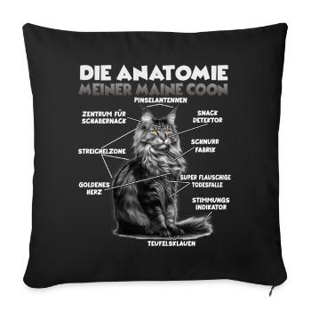 Funny Maine Coon T | Maine Coon Anatomy - Sofa pillowcase 17,3'' x 17,3'' (45 x 45 cm) - black - Front