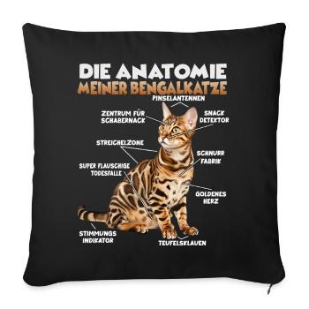 Bengal Cat Gift for Cat Fan Cat Mom - Sofa pillowcase 17,3'' x 17,3'' (45 x 45 cm) - black - Front