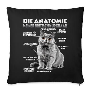 T britannique à cheveux court | Chats britanniques à poil court - Housse de coussin décorative 45 x 45 cm - noir - Devant