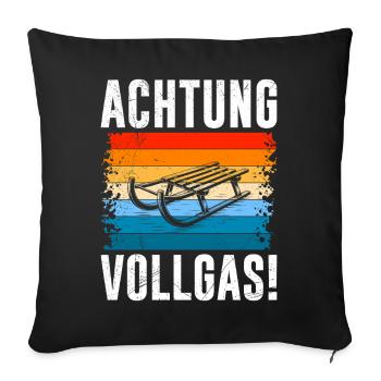 Sleds ATTENTION FULL THROTTLE! FUNNY - Sofa pillowcase 17,3'' x 17,3'' (45 x 45 cm) - black - Front