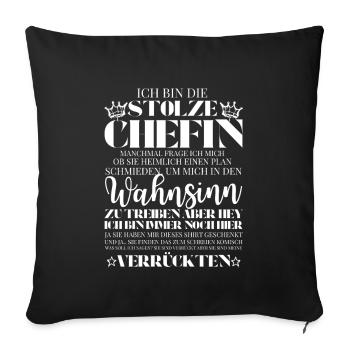 Le patron de cette bande de fous - Équipe Dictons - Housse de coussin décorative 45 x 45 cm - noir - Devant