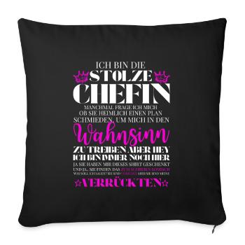 Chefin des verrückten Haufens - Witzig Büro Spruch - Housse de coussin décorative 45 x 45 cm - noir - Devant