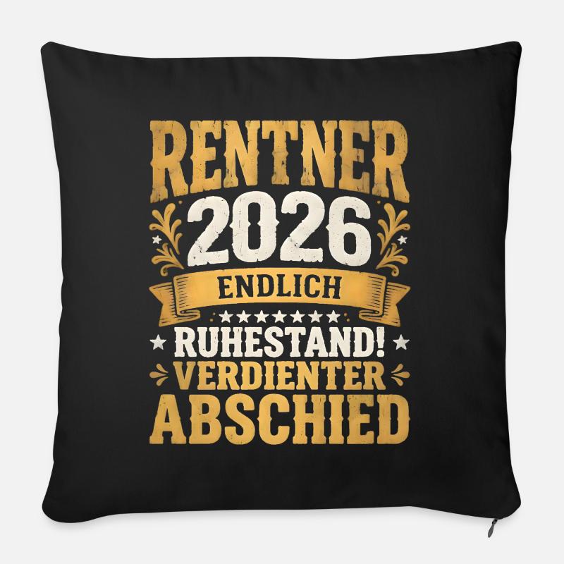 Retraités 2026 Retraite bien méritée Adieu - Housse de coussin décorative 45 x 45 cm - noir