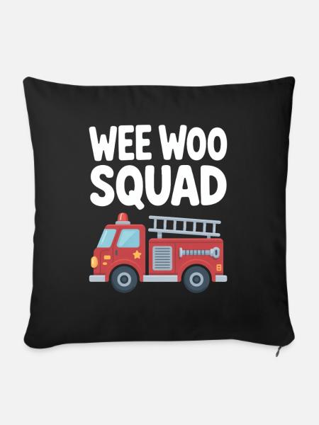Wee Woo Squad Feuerwehr Auto Spass - Sofakissenbezug 45 x 45 cm - Schwarz