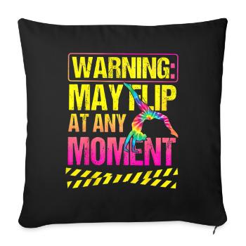 Warning May Flip Gymnastics Saying Gymnastics Tie Dye - Sofa pillowcase 17,3'' x 17,3'' (45 x 45 cm) - black - Front