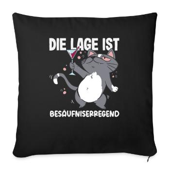 La situation est ivre, chat - Housse de coussin décorative 45 x 45 cm - noir - Devant