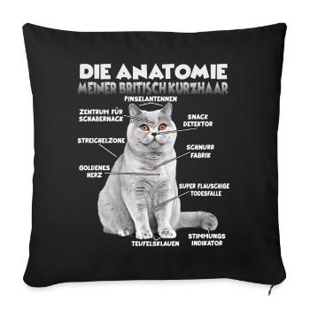Cadeau britannique à poil court pour un chat Cadeau de propriétaire - Housse de coussin décorative 45 x 45 cm - noir - Devant