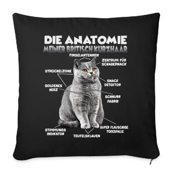 T britannique à cheveux court | Chats britanniques à poil court - Housse de coussin décorative 45 x 45 cm - noir - Devant