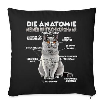 Cadeau britannique à poil court pour l’amoureux des chats - Housse de coussin décorative 45 x 45 cm - noir - Devant