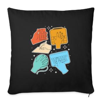 SLP Sign Language AAC Communication - Sofa pillowcase 17,3'' x 17,3'' (45 x 45 cm) - black - Front