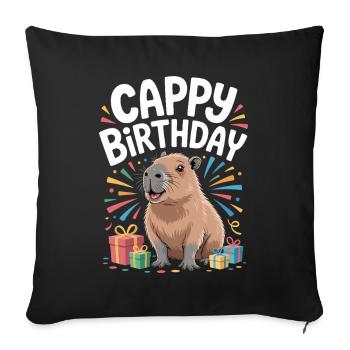 Capybara Birthday Cappy Birthday Funny Capy - Sofa pillowcase 17,3'' x 17,3'' (45 x 45 cm) - black - Front