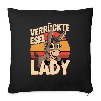 Folle Femme Âne Coucher de Soleil Rétro - Housse de coussin décorative 45 x 45 cm - noir - Devant