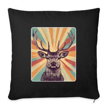 Cerfs de renne Bois de renne vintage - Housse de coussin décorative 45 x 45 cm - noir - Devant