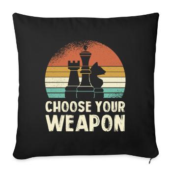 Chess Weapon Retro Print - Sofa pillowcase 17,3'' x 17,3'' (45 x 45 cm) - black - Front