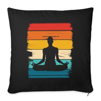 Méditation du Lotus arc-en-ciel - Housse de coussin décorative 45 x 45 cm - noir - Devant