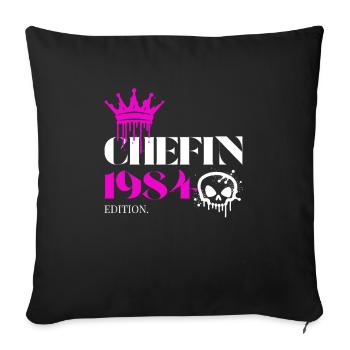Édition Chefin 1984 – Millésime & Humour - Housse de coussin décorative 45 x 45 cm - noir - Devant