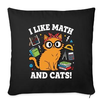 J’aime les maths et le professeur de motifs drôles des chats - Housse de coussin décorative 45 x 45 cm - noir - Devant