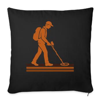 Treasure Hunter Metal Detecting Adventure - Sofa pillowcase 17,3'' x 17,3'' (45 x 45 cm) - black - Front