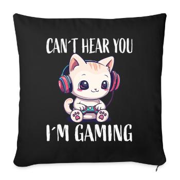 Cat Gaming While Gaming - Sofa pillowcase 17,3'' x 17,3'' (45 x 45 cm) - black - Front