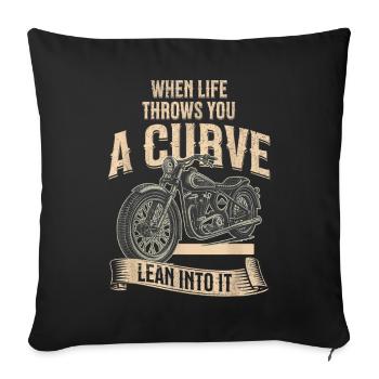 Curve Ahead Lean Into It Motorcycle - Sofa pillowcase 17,3'' x 17,3'' (45 x 45 cm) - black - Front