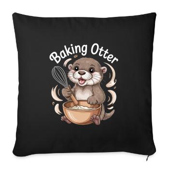 Humour de loutre - Housse de coussin décorative 45 x 45 cm - noir - Devant