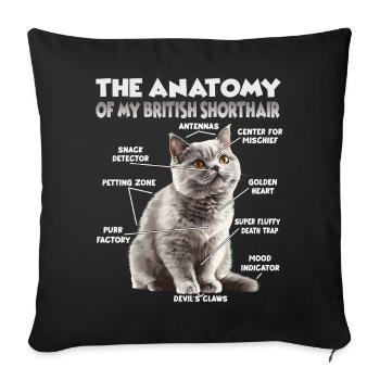 British Shorthair T | Cats Fan Cats British - Sofa pillowcase 17,3'' x 17,3'' (45 x 45 cm) - black - Front