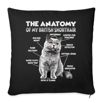 Motifs de chats mignons Femmes Chats Femmes Britanniques - Housse de coussin décorative 45 x 45 cm - noir - Devant