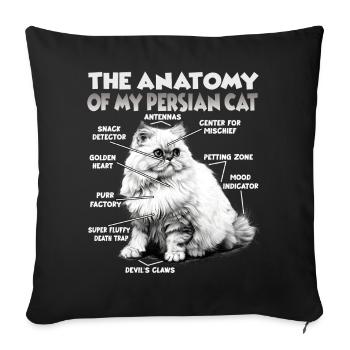 Motifs de chats mignons et de femmes Dit des chats - Housse de coussin décorative 45 x 45 cm - noir - Devant