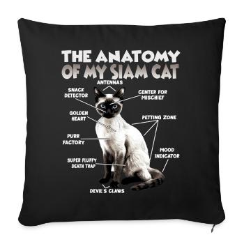 Siamkatzen T | Siamkatze Katzen Siam Katzen - Sofakissenbezug 45 x 45 cm - Schwarz - Vorne