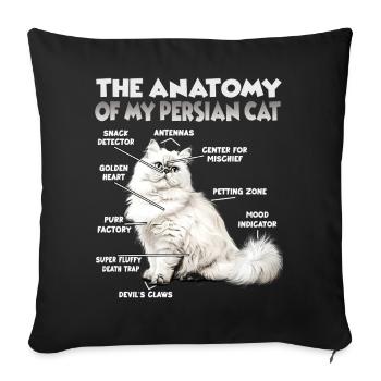 Dictons de chats Amateur de chats Cadeau Fan de chat - Housse de coussin décorative 45 x 45 cm - noir - Devant