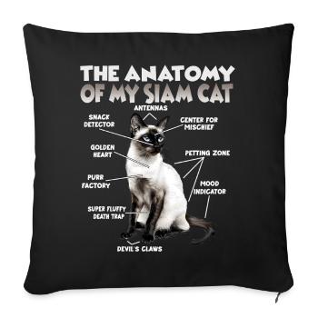 Cadeau des chats siamois pour les amoureux des chats Maman des chats - Housse de coussin décorative 45 x 45 cm - noir - Devant