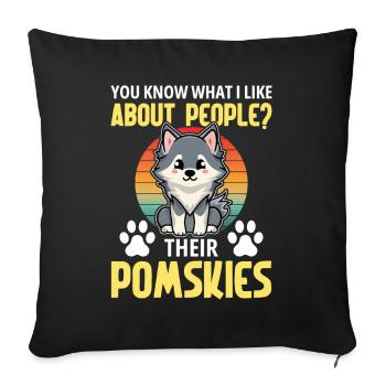  Pomsky Dog Lover Treats Harness Pomsky Stuffed - Sofa pillowcase 17,3'' x 17,3'' (45 x 45 cm) - black - Front