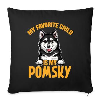 Pomsky Maman Peluche Pomsky Propriétaire de chien Amant - Housse de coussin décorative 45 x 45 cm - noir - Devant