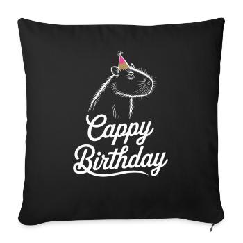Capybara Birthday Cappy Birthday Funny Capy - Sofa pillowcase 17,3'' x 17,3'' (45 x 45 cm) - black - Front